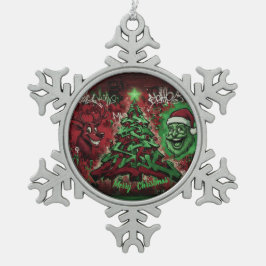 Adorno De Peltre Tipo Copo De Nieve Graffiti Christmas Snowflake Pewter Ornament
