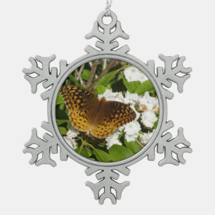 Adorno De Peltre Tipo Copo De Nieve Gran Fritillary Manchado en Laurel de Montaña