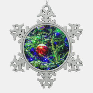 Adorno De Peltre Tipo Copo De Nieve Green Christmas Tree Red Ball