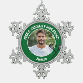 Adorno De Peltre Tipo Copo De Nieve Green Lacrosse Player Photo High School