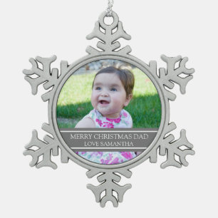 Adorno De Peltre Tipo Copo De Nieve Gris de encargo del ornamento del navidad del pap