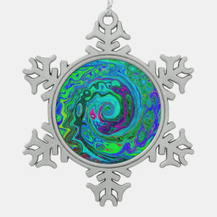 Adorno De Peltre Tipo Copo De Nieve Groovy Resumen Swirl Retro Verde y Azul