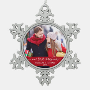 Adorno De Peltre Tipo Copo De Nieve Guión elegante Nuestra Primera Pareja De Navidad R