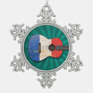 Adorno De Peltre Tipo Copo De Nieve Guitarra acústica envejecida y llevada de la