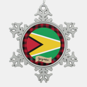 Adorno De Peltre Tipo Copo De Nieve Guyana Patriótica, mancha de búfalo, bandera de Gu