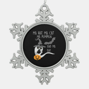 Adorno De Peltre Tipo Copo De Nieve Halloween Ma Hat Ma Cat Birthday