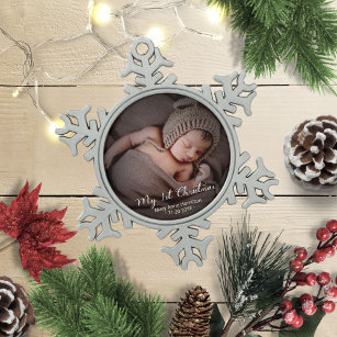 Adorno De Peltre Tipo Copo De Nieve Hermosa foto de mi primer bebé recién nacido en Na
