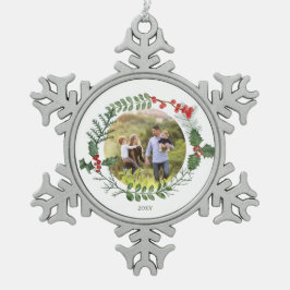 Adorno De Peltre Tipo Copo De Nieve Hermosa foto de Navidades de color rojo y verde