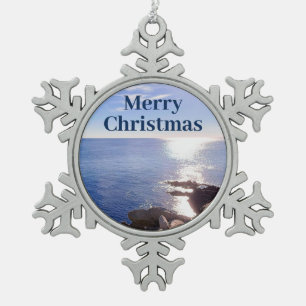 Adorno De Peltre Tipo Copo De Nieve Hermoso Océano azul brillante