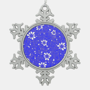 Adorno De Peltre Tipo Copo De Nieve Hermoso patrón de flores clásico azul blanco