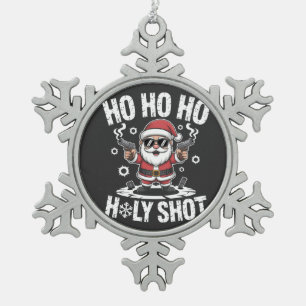 Adorno De Peltre Tipo Copo De Nieve Ho Ho Ho Santa con Pistola América USA Navidad