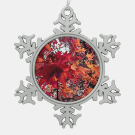 Adorno De Peltre Tipo Copo De Nieve Hojas rojas y naranjas