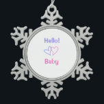 Adorno De Peltre Tipo Copo De Nieve Hola bebé rosa púrpura corazón acuarela boho<br><div class="desc">diseño</div>