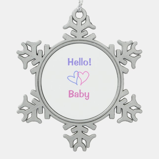 Adorno De Peltre Tipo Copo De Nieve Hola bebé rosa púrpura corazón acuarela boho (Anverso)