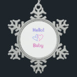 Adorno De Peltre Tipo Copo De Nieve Hola bebé rosa púrpura corazón nombre acuarela boh<br><div class="desc">diseño</div>