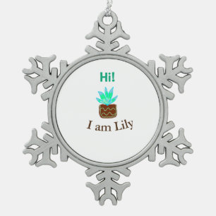 Adorno De Peltre Tipo Copo De Nieve Hola soy Lily cactus suculenta agregar nombre acua