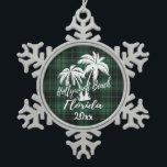 Adorno De Peltre Tipo Copo De Nieve Hollywood Beach Florida Palm Green Plaid<br><div class="desc">Ornamento navideño de Hollywood Beach Florida Palm Tree Green Plaid</div>
