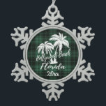 Adorno De Peltre Tipo Copo De Nieve Hollywood Beach Florida Palm Green Plaid<br><div class="desc">Ornamento navideño de Hollywood Beach Florida Palm Tree Green Plaid</div>