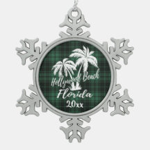 Hollywood Beach Florida Palm Green Plaid