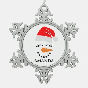 Adorno De Peltre Tipo Copo De Nieve Hombre de nieve navidad personalizado con nombre p