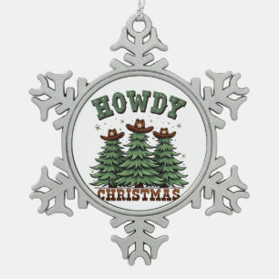 Adorno De Peltre Tipo Copo De Nieve Howdy Navidades Cactus Western Xmas