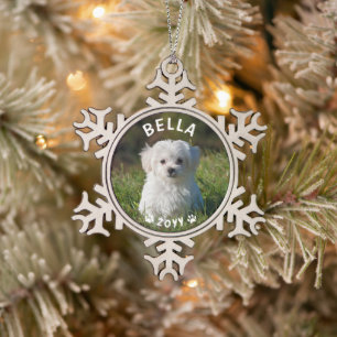 Adorno De Peltre Tipo Copo De Nieve Huellas de Amantes de Mascotas Navidad Personaliza