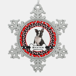 Adorno De Peltre Tipo Copo De Nieve Huesos de la foto del perro del chucho e