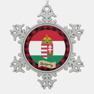 Adorno De Peltre Tipo Copo De Nieve Hungría patriótica, manta de búfalo, bandera húnga
