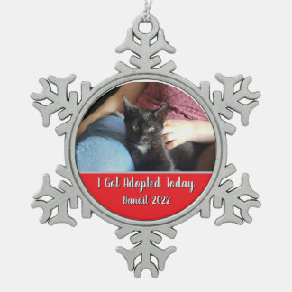Adorno De Peltre Tipo Copo De Nieve I Got Adopted Today Snowflake Framed Ornament 