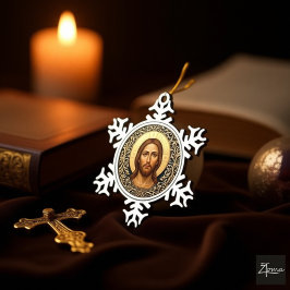 Adorno De Peltre Tipo Copo De Nieve Icono bizantino de Cristo - Jesús