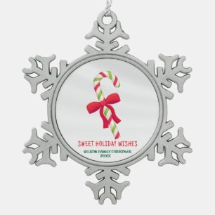 Adorno De Peltre Tipo Copo De Nieve Icono favorito Navidades personalizados Candy Cane