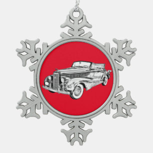 Adorno De Peltre Tipo Copo De Nieve ilustracion convertible de Cadillac Lasalle de 193