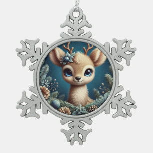 Adorno De Peltre Tipo Copo De Nieve Ilustración de cervatillo lindo