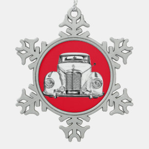 Adorno De Peltre Tipo Copo De Nieve Ilustración de coche clásico de lujo Mercedes Benz
