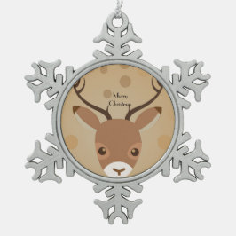 Adorno De Peltre Tipo Copo De Nieve ilustracion de renos sobre fondo marrón