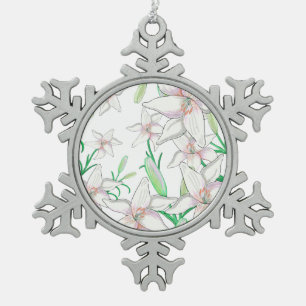 Adorno De Peltre Tipo Copo De Nieve Ilustracion White Lilies