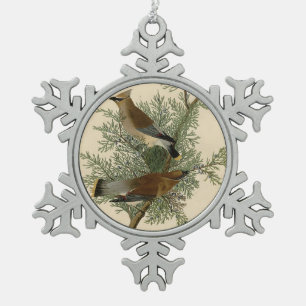 Adorno De Peltre Tipo Copo De Nieve Impresión de ave de John James Audubon Cedar Waxwi