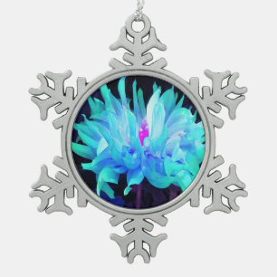 Adorno De Peltre Tipo Copo De Nieve Impresionante Dahlia de Cactus Azul Acuático y Ver