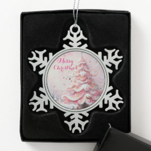 Adorno De Peltre Tipo Copo De Nieve Impresionante y caprichoso árbol de Navidad rosa