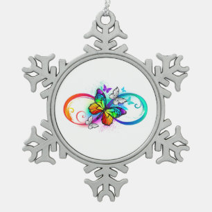 Adorno De Peltre Tipo Copo De Nieve Infinidad brillante con la mariposa arcoiris