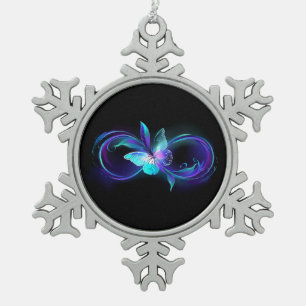 Adorno De Peltre Tipo Copo De Nieve Infinito brillante con mariposa mágica