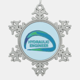 Adorno De Peltre Tipo Copo De Nieve Ingeniero hidráulico de oleada azul