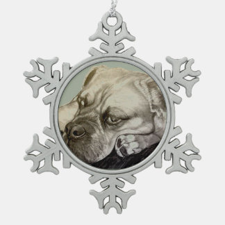 Adorno De Peltre Tipo Copo De Nieve Inglés Bulldogge de Olde por el villancico Zeock