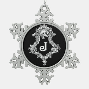 Adorno De Peltre Tipo Copo De Nieve J Monograma Ornamento Inicial