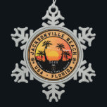 Adorno De Peltre Tipo Copo De Nieve Jacksonville Beach Florida tropical Retro Sunset<br><div class="desc">Jacksonville Beach Florida Vintage Souvenirs de los años 60. Jacksonville Beach Florida - Retro Tropical Palm Tree Souvenirs Vintage design hace un gran Navidad o regalo de cumpleaños para los aficionados a la playa de Jacksonville Beach. El diseño retro de la atmósfera de verano es un regalo perfecto para los...</div>