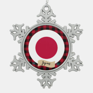 Adorno De Peltre Tipo Copo De Nieve Japón patriótico, mancha roja de búfalo, bandera j