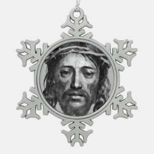 ADORNO DE PELTRE TIPO COPO DE NIEVE JESUS CHRIST