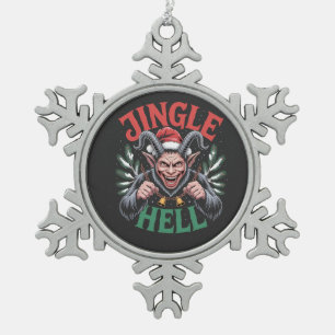 Adorno De Peltre Tipo Copo De Nieve Jingle Hell Navidades Krampus Evil Xmas