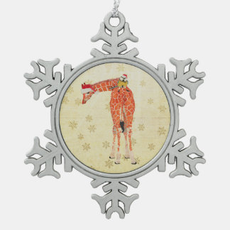 Adorno De Peltre Tipo Copo De Nieve Jirafa festiva y pequeño ornamento del pájaro