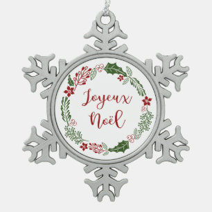 Adorno De Peltre Tipo Copo De Nieve Joyeux Noël, corona francesa de navidad